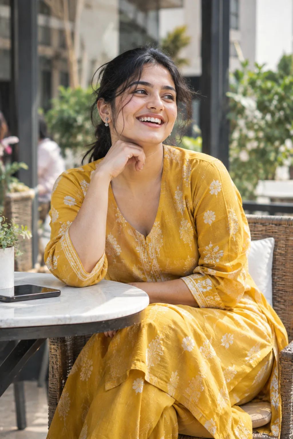 Woman wearing a matching kurta set styled for everyday wear