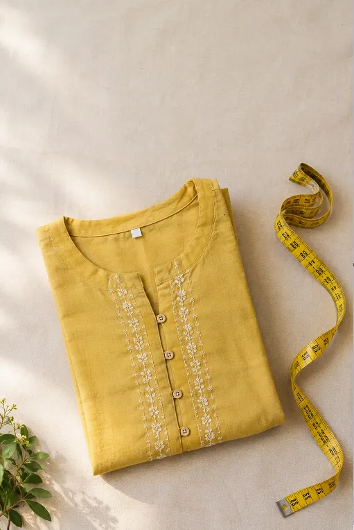 kurti size chart in inches for standard Indian sizes