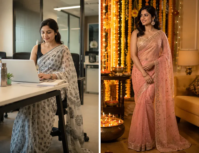 Georgette Saree Style for Plus Size Women