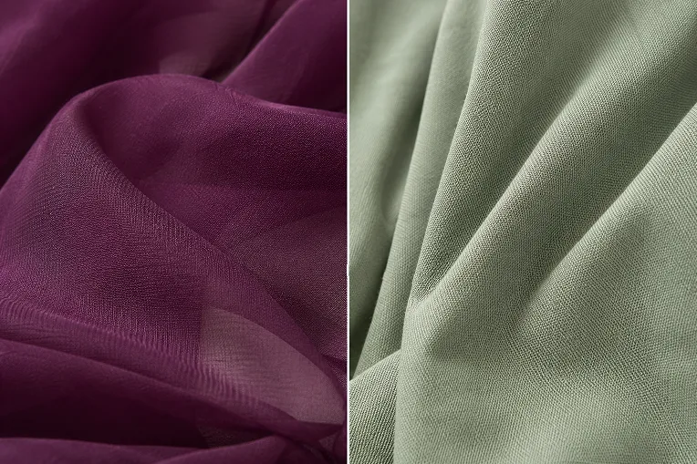 Macro view of georgette and cotton fabric textures showing how fabric choice affects Anarkali and straight salwar kameez silhouettes