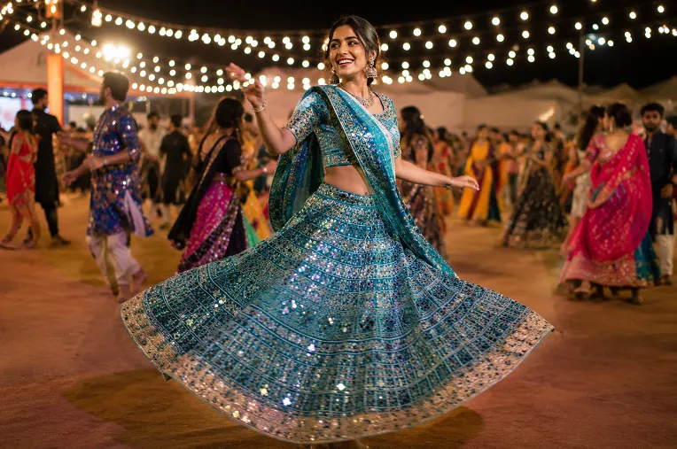 sangeet garba lehenga length for dancing