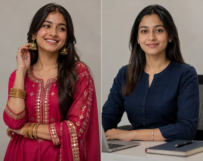 accessory and jewellery styling compared for teenagers versus working women in ethnic wear