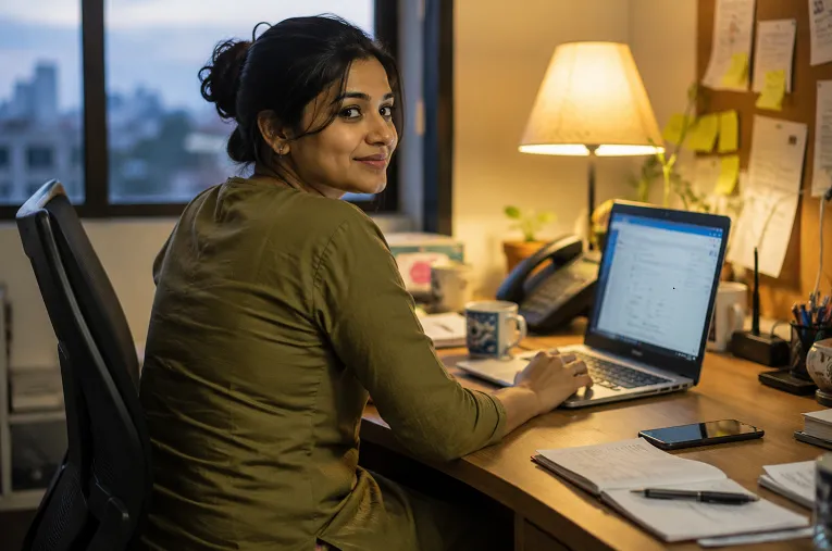 cotton kurti creased at the back after a full workday