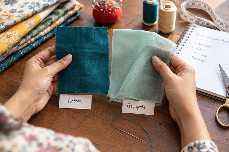 comparing cotton and georgette kurti fabric for beginners