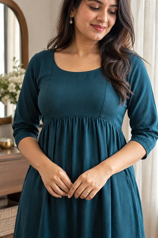 correct empire waist seam placement on kurti for rectangle body shape