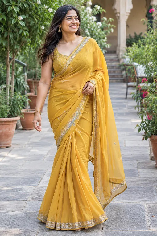 Mumtaz style saree drape adding hip definition for rectangle body type