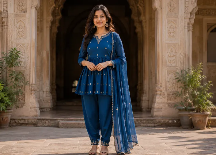 salwar kameez for rectangle shaped body full look