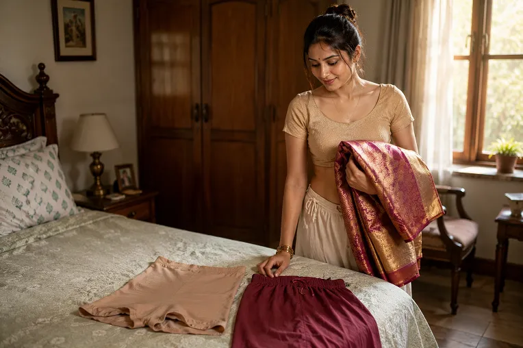 saree shapewear vs petticoat comfort comparison for Indian bride getting ready